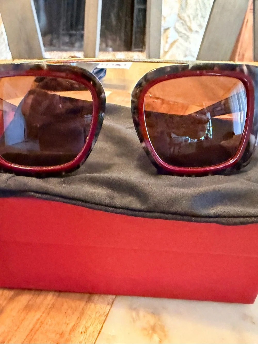 Salvatore Ferragamo Red Sunglasses Case with White Logo